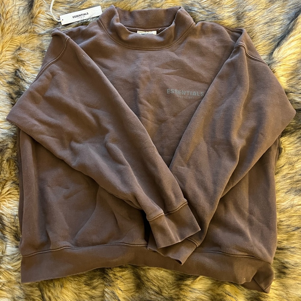 Brown ESSENTIALS FEAR OF GO Mock Neck Sweatshirt